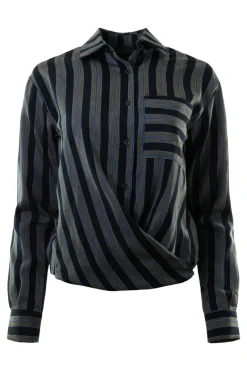 A Shirt Thing Ondine Striped Blouse in Navy