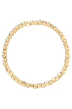 Alexa Leigh Alternating Square and Round Beaded Bracelet in Yellow Gold
