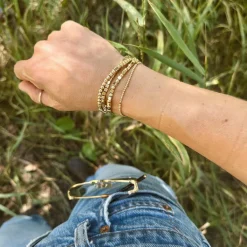Alexa Leigh Alternating Square and Round Beaded Bracelet in Yellow Gold