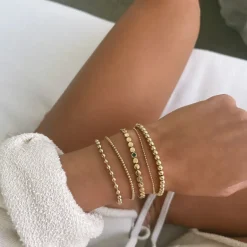 Alexa Leigh 1mm Diamond Cut Gold Ball Chain Bracelet