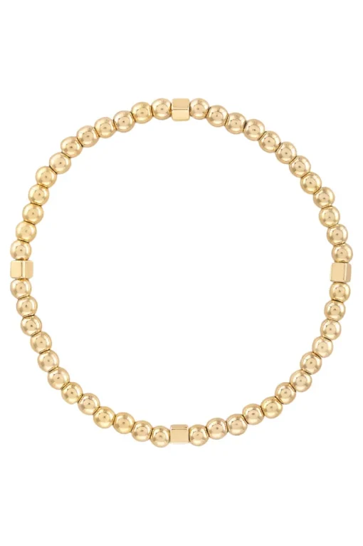 Alexa Leigh Quarter Square Beaded Bracelet in Yellow Gold