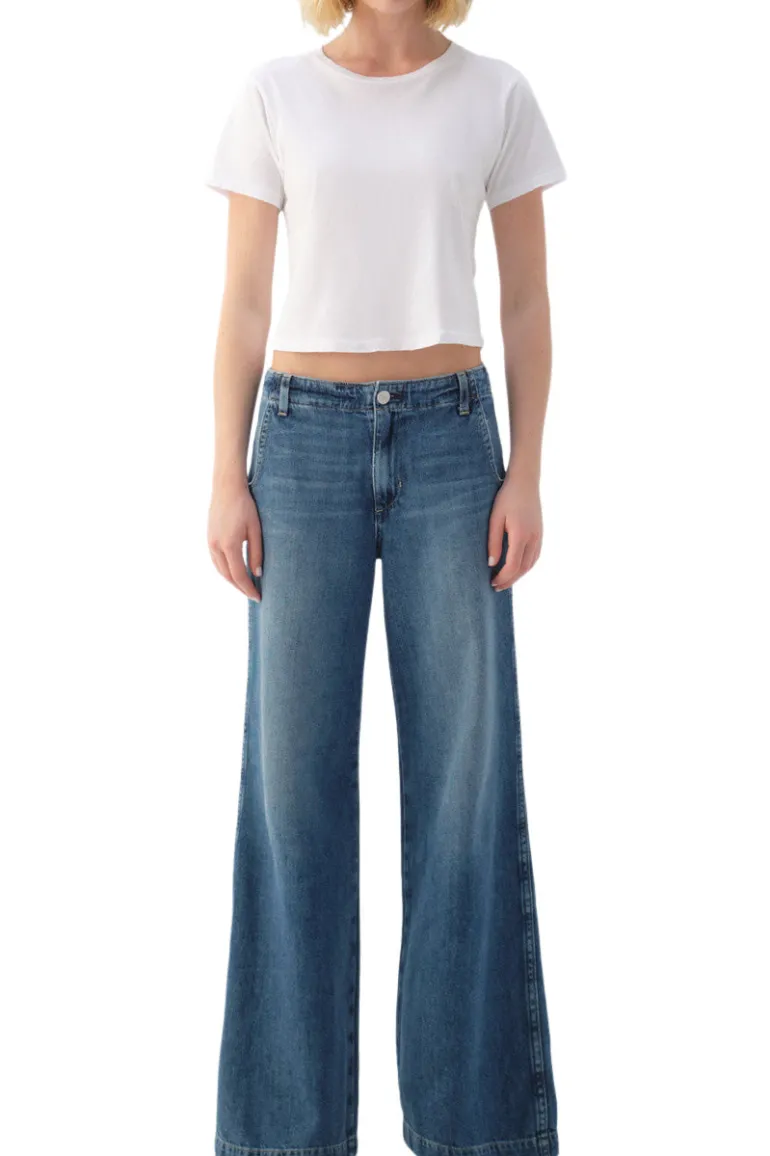 AMO Denim Edith Wide Leg Trouser in Romance