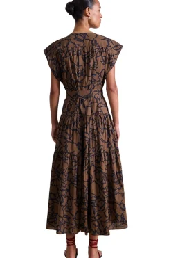 Apiece Apart Agathe Maxi Dress in Large Lace Floral Chocolate