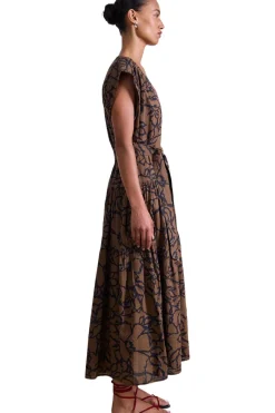 Apiece Apart Agathe Maxi Dress in Large Lace Floral Chocolate