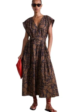 Apiece Apart Agathe Maxi Dress in Large Lace Floral Chocolate