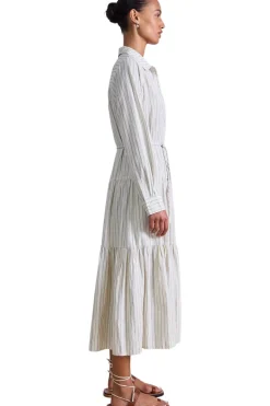 Apiece Apart Anna Maxi Dress in Pina Stripes Cream & Navy