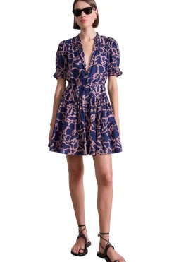 Apiece Apart Las Almas Dress in Large Lace Floral Navy