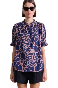 Apiece Apart Los Altos Top in Large Lace Floral Navy
