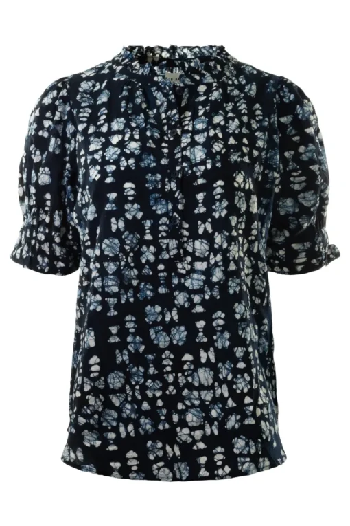 Apiece Apart Los Altos Top in Batik Geo indigo