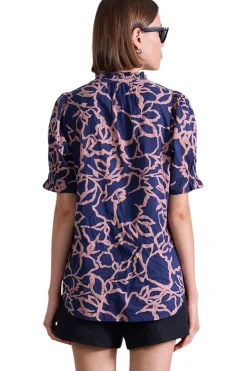Apiece Apart Los Altos Top in Large Lace Floral Navy