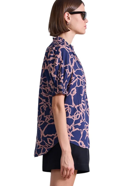 Apiece Apart Los Altos Top in Large Lace Floral Navy
