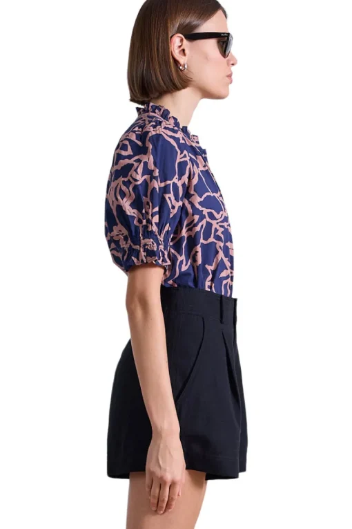 Apiece Apart Los Altos Top in Large Lace Floral Navy