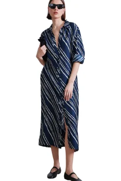 Apiece Apart Mila Shirt Dress in Navy Bias