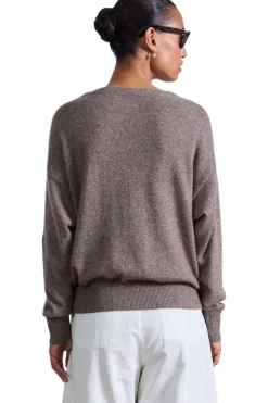 Apiece Apart Softest Silk Cashmere V-neck Sweater in Hazelnut