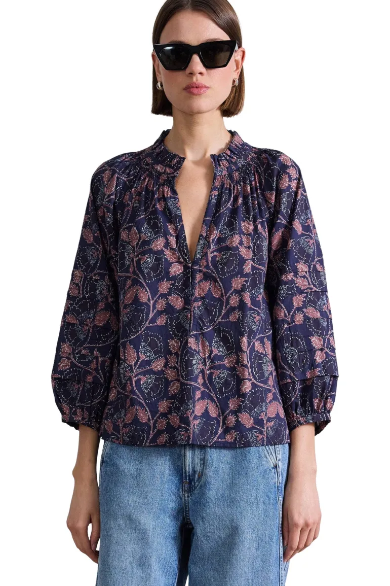 Apiece Apart Trinidad Top in Camille Floral Navy