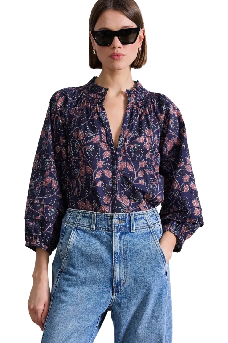 Apiece Apart Trinidad Top in Camille Floral Navy