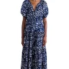 Apiece Apart Uva Romantic Maxi Dress in Batik Geo Indigo