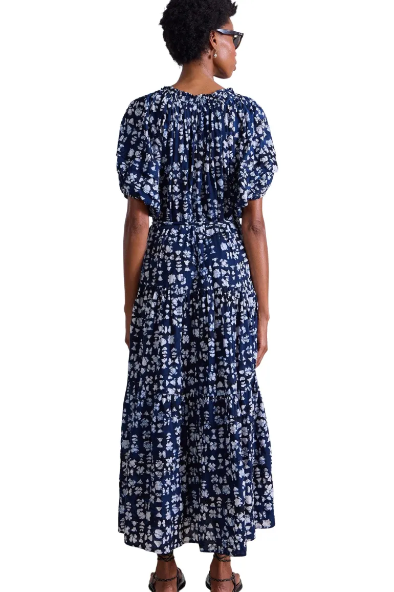 Apiece Apart Uva Romantic Maxi Dress in Batik Geo Indigo