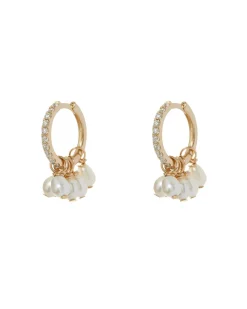 Apres Jewelry Pearl Cluster Huggies in 14kt Yellow Gold