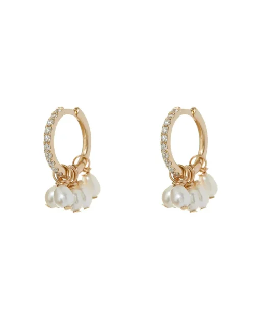 Apres Jewelry Pearl Cluster Huggies in 14kt Yellow Gold