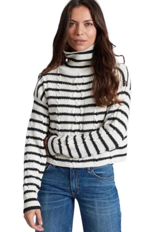 ASKK NY Cable Cropped Turtleneck in Stripe