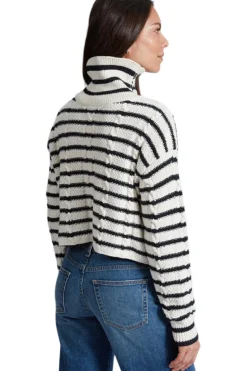 ASKK NY Cable Cropped Turtleneck in Stripe