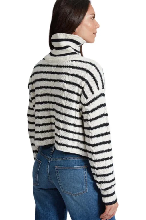 ASKK NY Cable Cropped Turtleneck in Stripe
