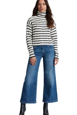 ASKK NY Cable Cropped Turtleneck in Stripe