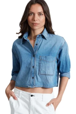 ASKK NY Cropped Denim Shirt in Muse