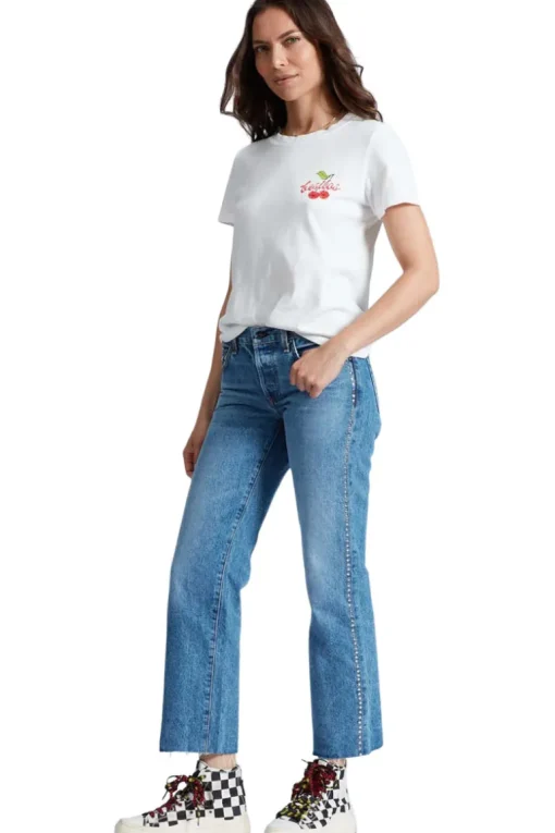 ASKK NY Low Rise Straight Leg Denim in Studded Muse
