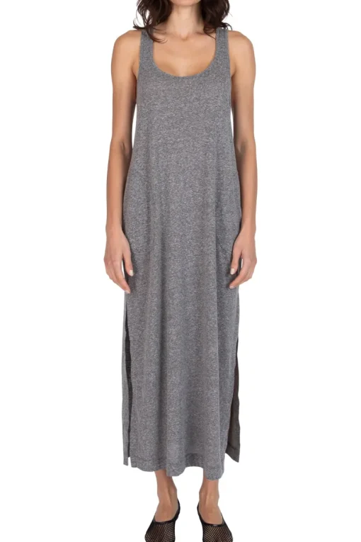 ATM Heather Donegal Jersey Dress in Heather Grey