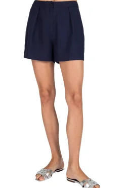 ATM Linen Pleated Shorts in Ink