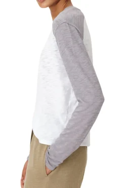 ATM Slub Jersey Baseball Tee in White-Moon