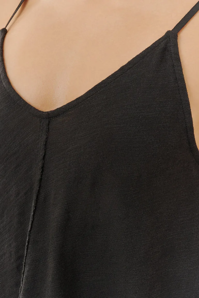 ATM Slub Jersey Exposed Seam Tank in Black