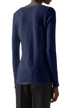 ATM Slub Jersey Long Sleeve V-Neck Tee in Midnight