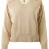 Autumn Cashmere Boxy Vneck with Back Yoke in Basket Combo