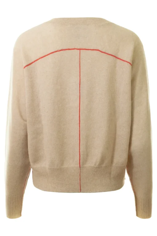 Autumn Cashmere Boxy Vneck with Back Yoke in Basket Combo