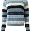 Autumn Cashmere Rainbow Pointelle Stripe in Blues Multi