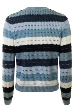 Autumn Cashmere Rainbow Pointelle Stripe in Blues Multi