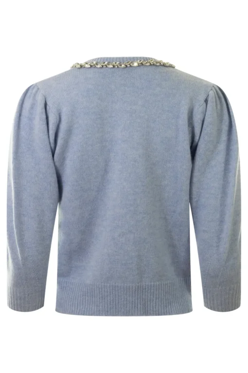 Autumn Cashmere Rhinestone Trimmed Puff Sleeve Cardigan
