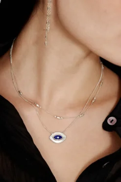 Chan Luu Faceted Bead Necklace in Silver