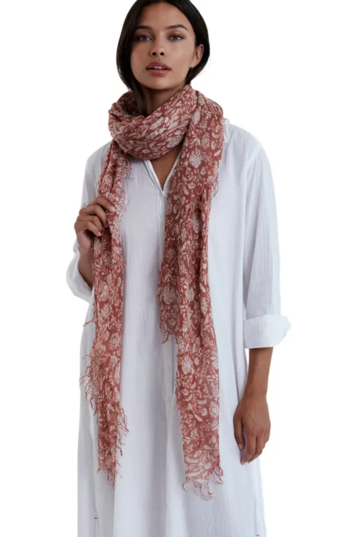 Chan Luu Floral Cashmere and Silk Scarf in Sequoia