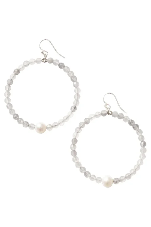 Chan Luu Grand Hoop Earrings in Grey Cloudy Quartz