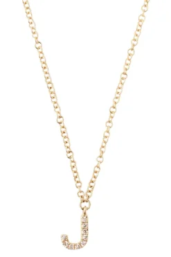 Chan Luu 14k Gold and White Diamond Initial Necklace