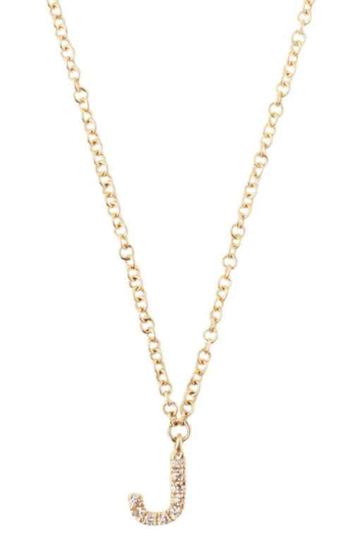 Chan Luu 14k Gold and White Diamond Initial Necklace