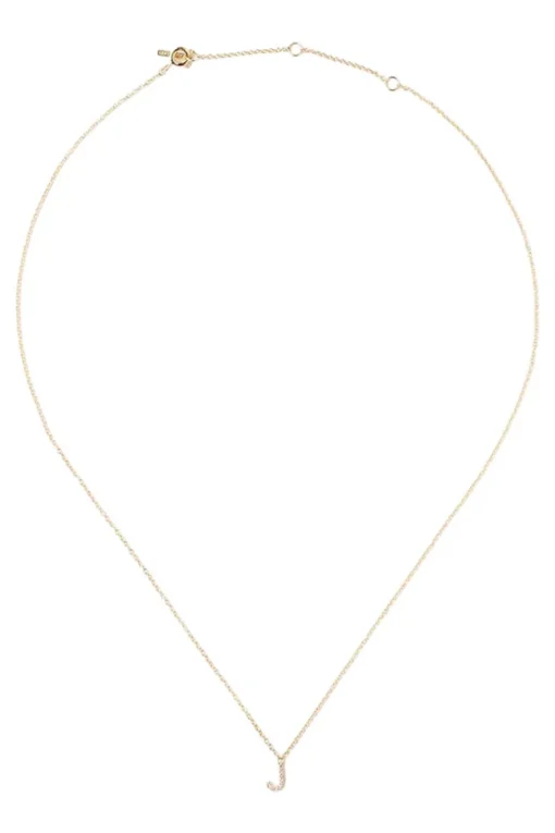 Chan Luu 14k Gold and White Diamond Initial Necklace