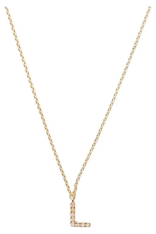 Chan Luu 14k Gold and White Diamond Initial Necklace