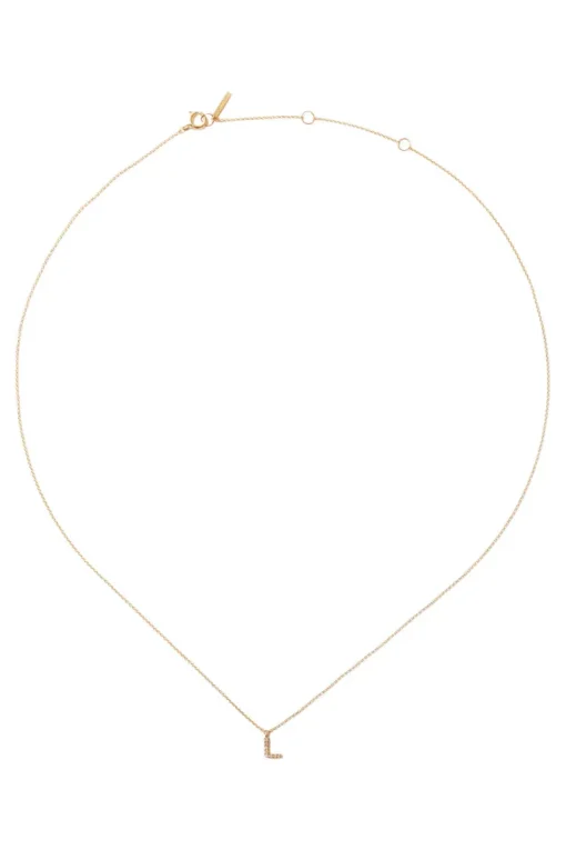 Chan Luu 14k Gold and White Diamond Initial Necklace