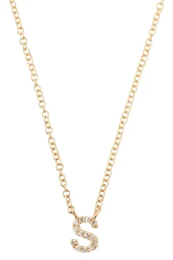 Chan Luu 14k Gold and White Diamond Initial Necklace