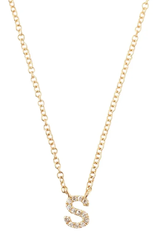 Chan Luu 14k Gold and White Diamond Initial Necklace